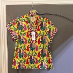 Yellow Tropical-Print Short Sleeve Tee by Emily McCarthy